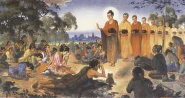 ascetic sumedha receiving his first sure prediction of becoming a future buddha from the dipankara buddha Buddhism Oil Paintings